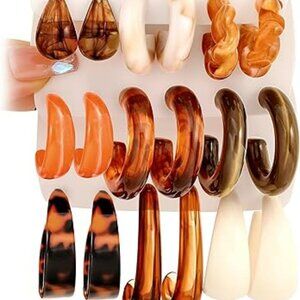 9 Different Pairs of Acrylic Earrings Vintage Look